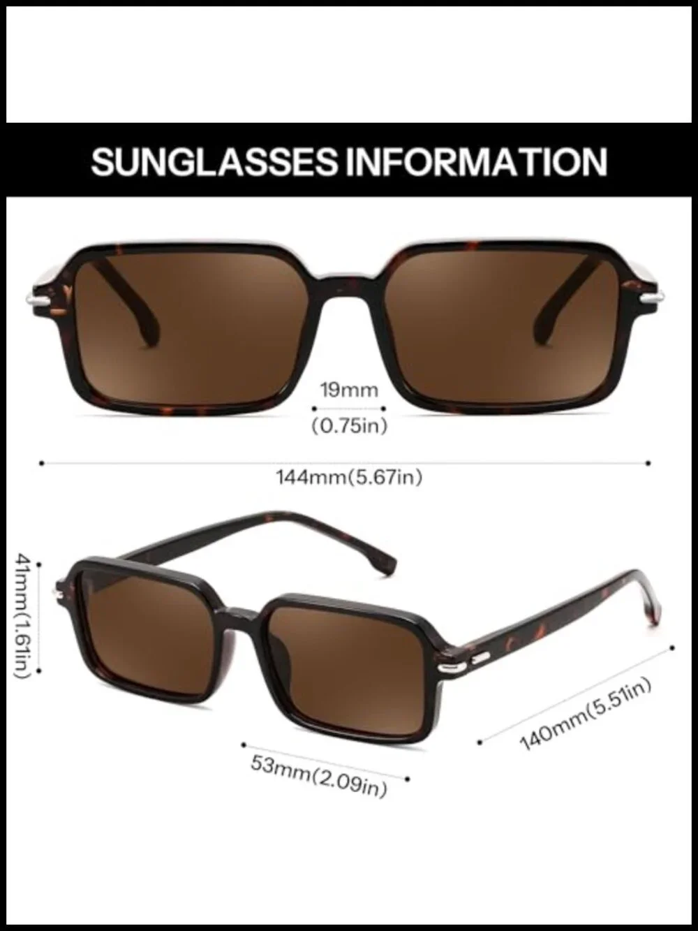 Rectangular Sunglasses with UV400 Protection for Women and Men
